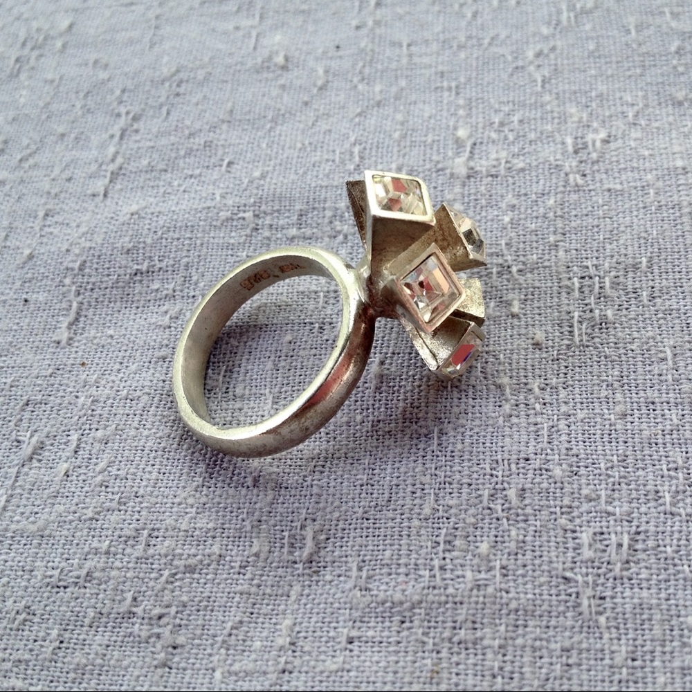 Sterling Atomic Flower Bling Ring - image 4